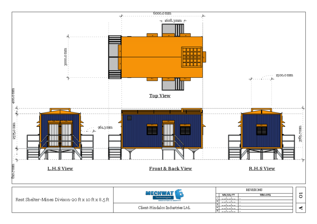 Rest shelter for mines, power, and defense sector.