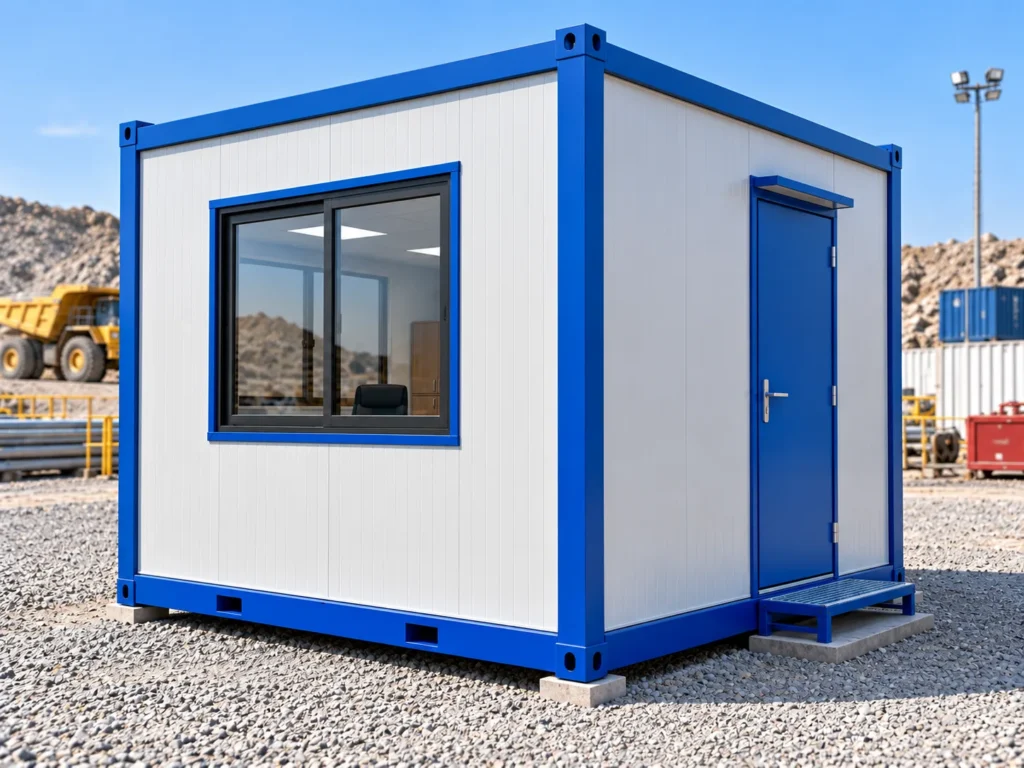 Mechwat 10x8.5 ft compact prefabricated site office cabin for engineering and industrial project administration