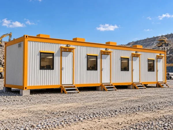 40x10 ft prefabricated portable project site office with four separate manager cabins and independent entrances by Mechwat