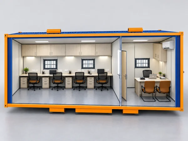 Mechwat 20 ft portable site office cabin with separate manager office and four employee workstations