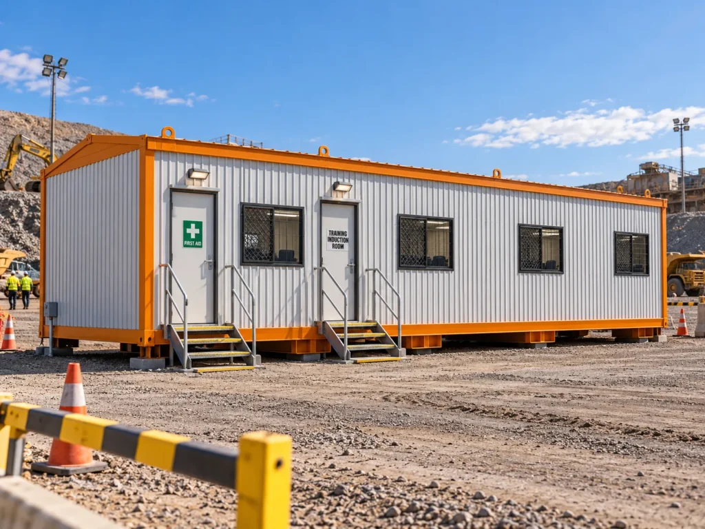 Prefabricated portable first aid and safety induction office for mining, power, metro and construction sites by Mechwat