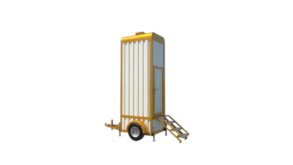 Single seater mobile toilet trailer manufactured by Mechwat for construction and industrial sanitation