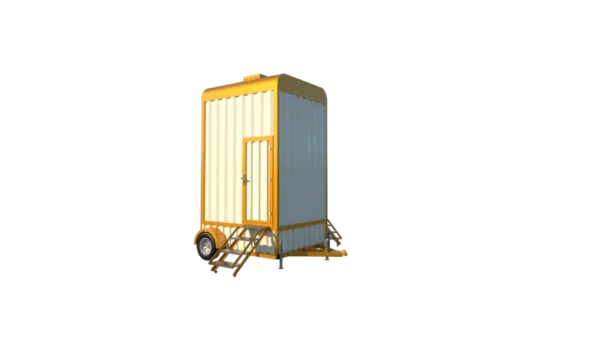 Mechwat 2 seater mobile toilet trailer with two independent washrooms and maintenance compartment for industrial and construction sites